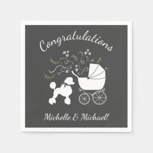 Poodle Dog Baby shower Puppy Gray Geslacht Neutraa Servet