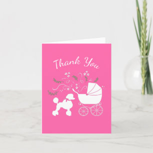 Poodle Dog Baby shower Puppy Pink Girl Bedankkaart