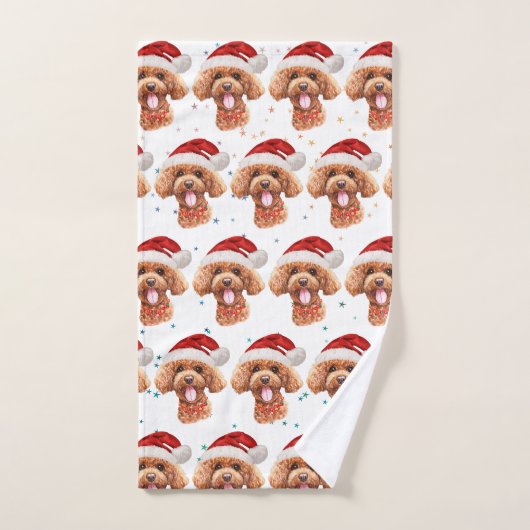 Poodle Dog Breed Christmas Stars Handdoek (Handdoek)