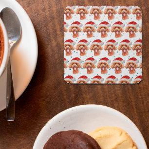 Poodle Dog Breed Christmas Stars Kartonnen Onderzetters