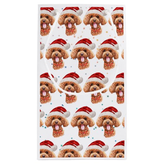 Poodle Dog Breed Christmas Stars Klein Cadeauzakje (Achterkant)