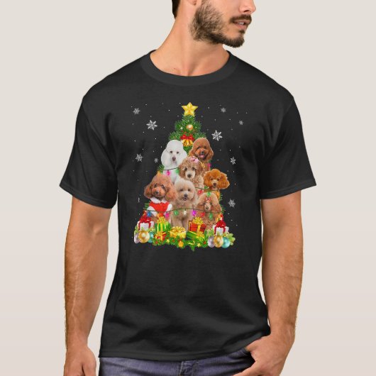 Poodle Dog Christmas Tree Puppy Lover Xmas Gifts T T-shirt (Voorkant)