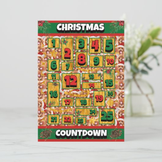 Poodle Dog Counting met Kerstmis Advent Calendar Feestdagenkaart (Staand voorkant)