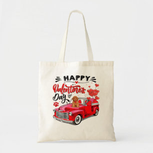 Poodle Dog Cute Poodle Dog Red Truck Happy Valenti Tote Bag