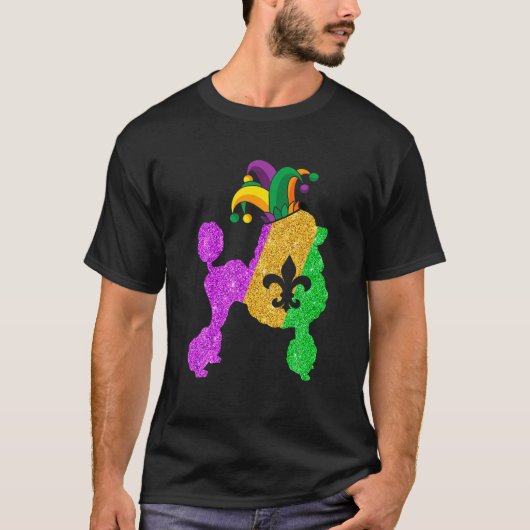 Poodle Dog Dad Ma Lover Funny Mardi Gras Party T-shirt (Voorkant)