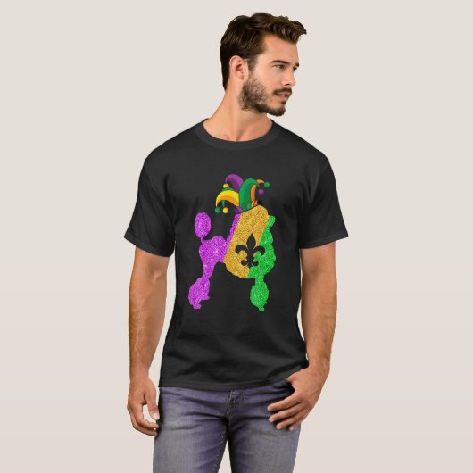 Poodle Dog Dad Ma Lover Funny Mardi Gras Party T-shirt (Voorkant volledig)