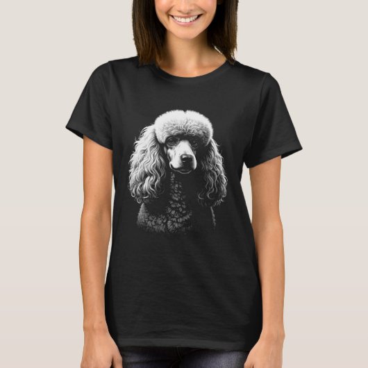 Poodle Dog Dark Art Women’s Black Tee T-shirt (Voorkant)