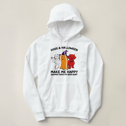 Poodle Dog Dogs en Halloween maken me gelukkig Poo Hoodie (Design voorkant)