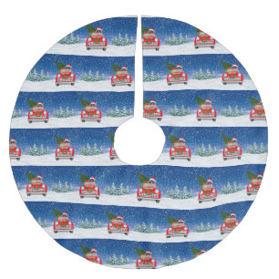 Poodle Dog Driving Car in Sneeuwkerst Kerstboom Rok