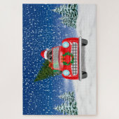 Poodle Dog Driving Car in Sneeuwkerst Legpuzzel (Verticaal)