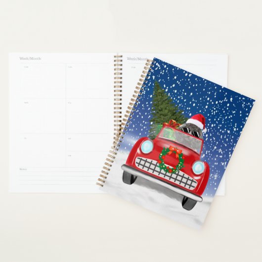 Poodle Dog Driving Car in Sneeuwkerst Planner (Display)
