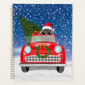 Poodle Dog Driving Car in Sneeuwkerst Planner (Voorkant)