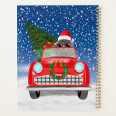 Poodle Dog Driving Car in Sneeuwkerst Planner (Achterkant)