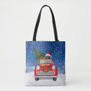 Poodle Dog Driving Car in Sneeuwkerst Tote Bag