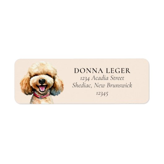 Poodle Dog gepersonaliseerd adres Etiket (Voorkant)