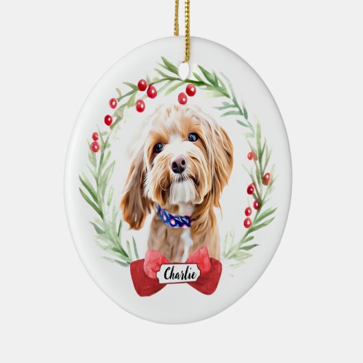 Poodle Dog Gepersonaliseerd Kerst Keramisch Orname Keramisch Ornament (Rechts)