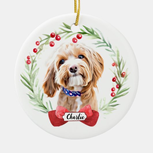 Poodle Dog Gepersonaliseerd Kerst Keramisch Orname Keramisch Ornament (Voorkant)