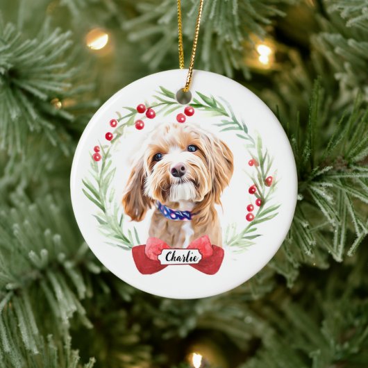 Poodle Dog Gepersonaliseerd Kerst Keramisch Orname Ornament (Boom)