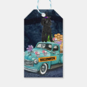 Poodle Dog Halloween Truck Scary Night Cadeaulabel (Voorkant)
