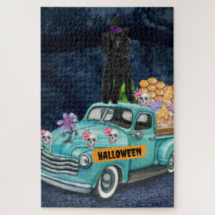 Poodle Dog Halloween Truck Scary Night Legpuzzel