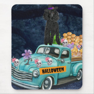 Poodle Dog Halloween Truck Scary Night Muismat