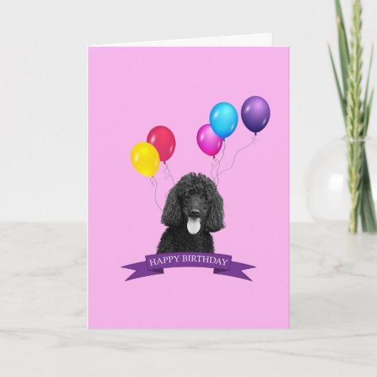 Poodle Dog Happy Birthday Wenskaart Kaart (Voorkant)