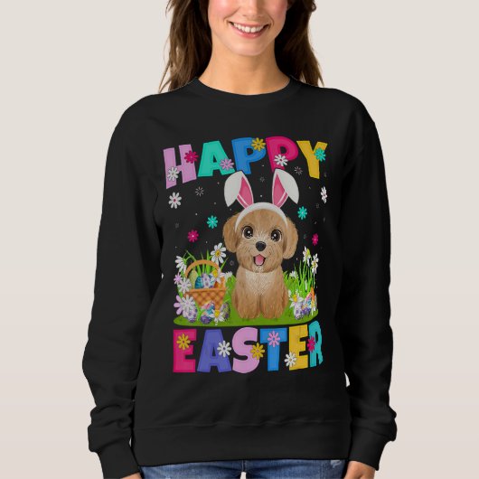 Poodle Dog Happy Paaster Bunny Poodle Trui (Voorkant)
