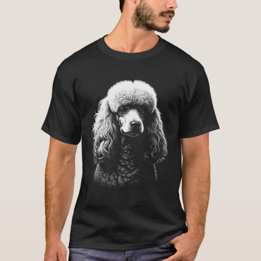 Poodle Dog Head Dark Art Black T-Shirt (Voorkant)