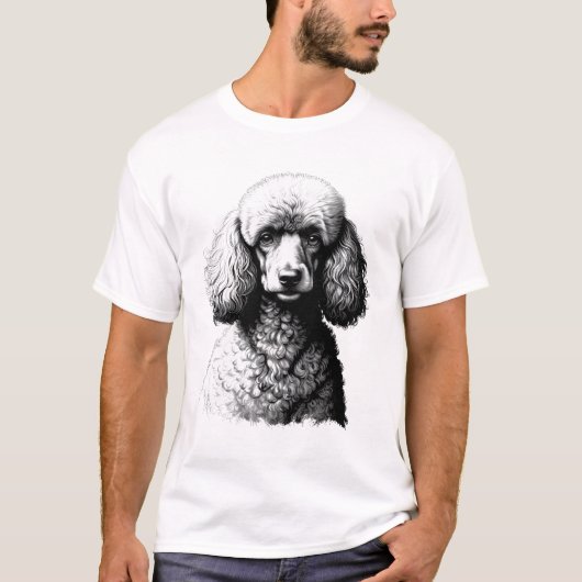 Poodle Dog Head Sketch White T-Shirt (Voorkant)