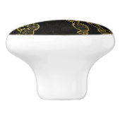 Poodle Dog in Gold Paisley-patroon Keramische Knop (Zijkant)