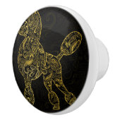 Poodle Dog in Gold Paisley-patroon Keramische Knop (Rechts)