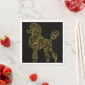 Poodle Dog in Gold Paisley-patroon Servet (Insitu)