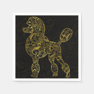 Poodle Dog in Gold Paisley-patroon Servet
