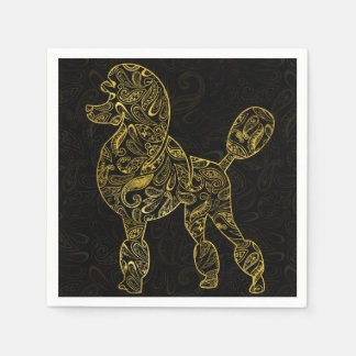 Poodle Dog in Gold Paisley-patroon Servet