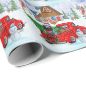 Poodle Dog in kerstbezorging vrachtwagen sneeuw Cadeaupapier (Rol Hoek)