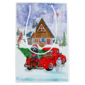 Poodle Dog in kerstbezorging vrachtwagen sneeuw Medium Cadeauzakje (Voorkant)