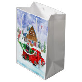 Poodle Dog in kerstbezorging vrachtwagen sneeuw Medium Cadeauzakje (Achterkant Gekanteld)