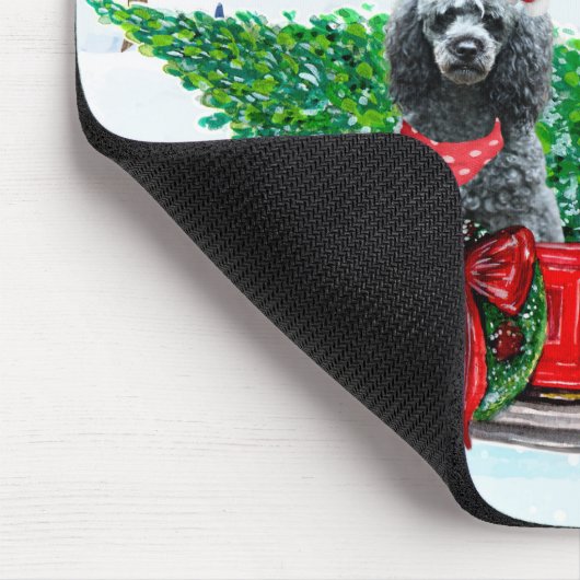 Poodle Dog in kerstbezorging vrachtwagen sneeuw Muismat (Hoek)