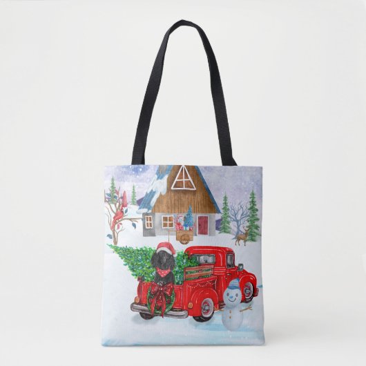 Poodle Dog in kerstbezorging vrachtwagen sneeuw Tote Bag (Voorkant)