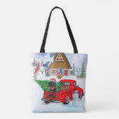 Poodle Dog in kerstbezorging vrachtwagen sneeuw Tote Bag (Achterkant)