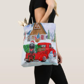 Poodle Dog in kerstbezorging vrachtwagen sneeuw Tote Bag (Dichtbij)