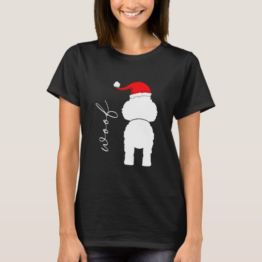 Poodle Dog In Santa Claus Hat T-shirt (Voorkant)