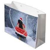 Poodle Dog in sneeuw, met kersttruck Groot Cadeauzakje (Achterkant Gekanteld)