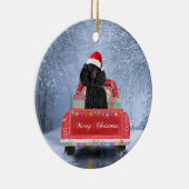 Poodle Dog in sneeuw, met kersttruck Keramisch Ornament (Rechts)