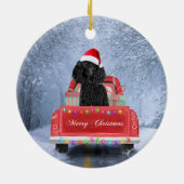 Poodle Dog in sneeuw, met kersttruck Keramisch Ornament (Achterkant)