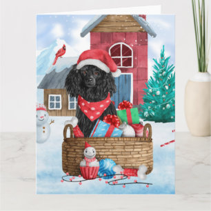 Poodle Dog in sneeuwkerstmis Kaart