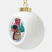 Poodle Dog in sneeuwkerstmis Keramische Bal Ornament (Rechts)