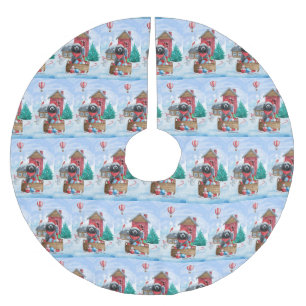 Poodle Dog in sneeuwkerstmis Kerstboom Rok