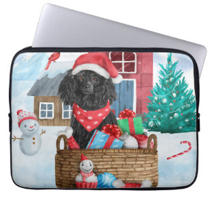 Poodle Dog in sneeuwkerstmis Laptop Sleeve