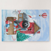 Poodle Dog in sneeuwkerstmis Legpuzzel (Horizontaal)